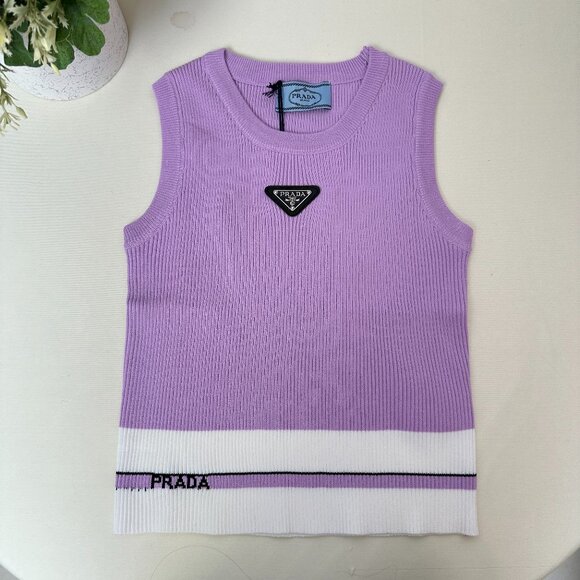 Prada Tops - Prada light purple knitted sleeveless vest for women in size S